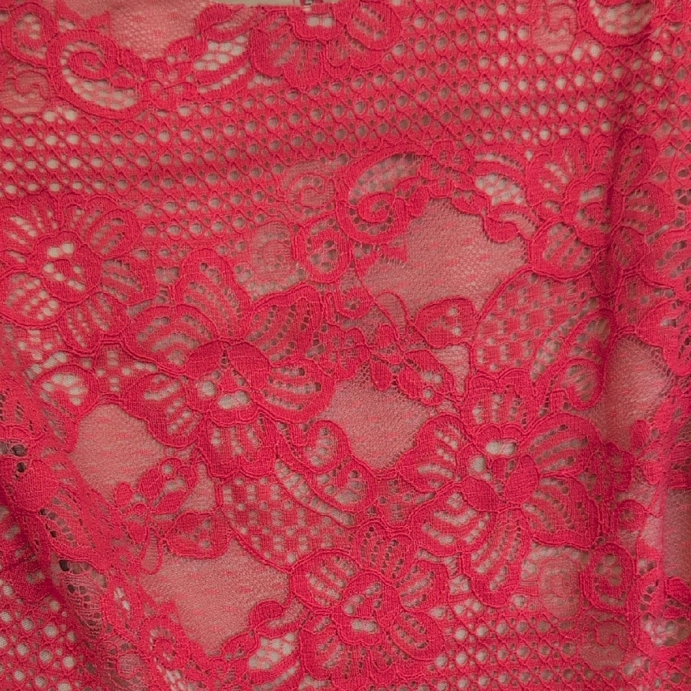 Danny and Nicole Coral & Nude Lace Dress - Picture 5 of 9